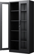 Black Lockable Metal Glass Display Cabinet