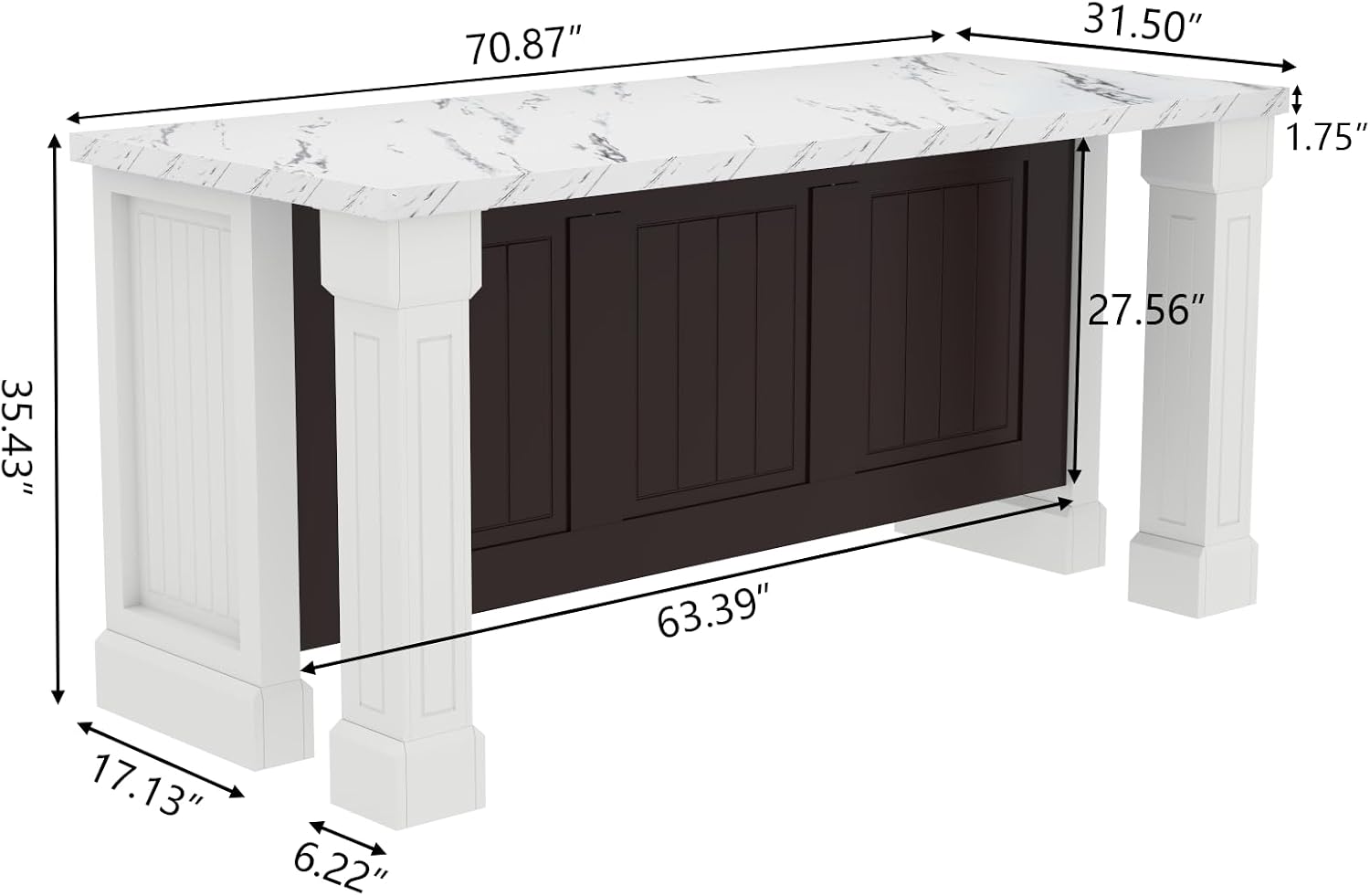 Imitation Marble Roman Column Kitchen Island Table