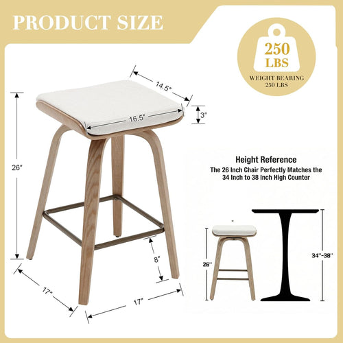 Beige Bentwood Swivel Counter Stools Set of 4