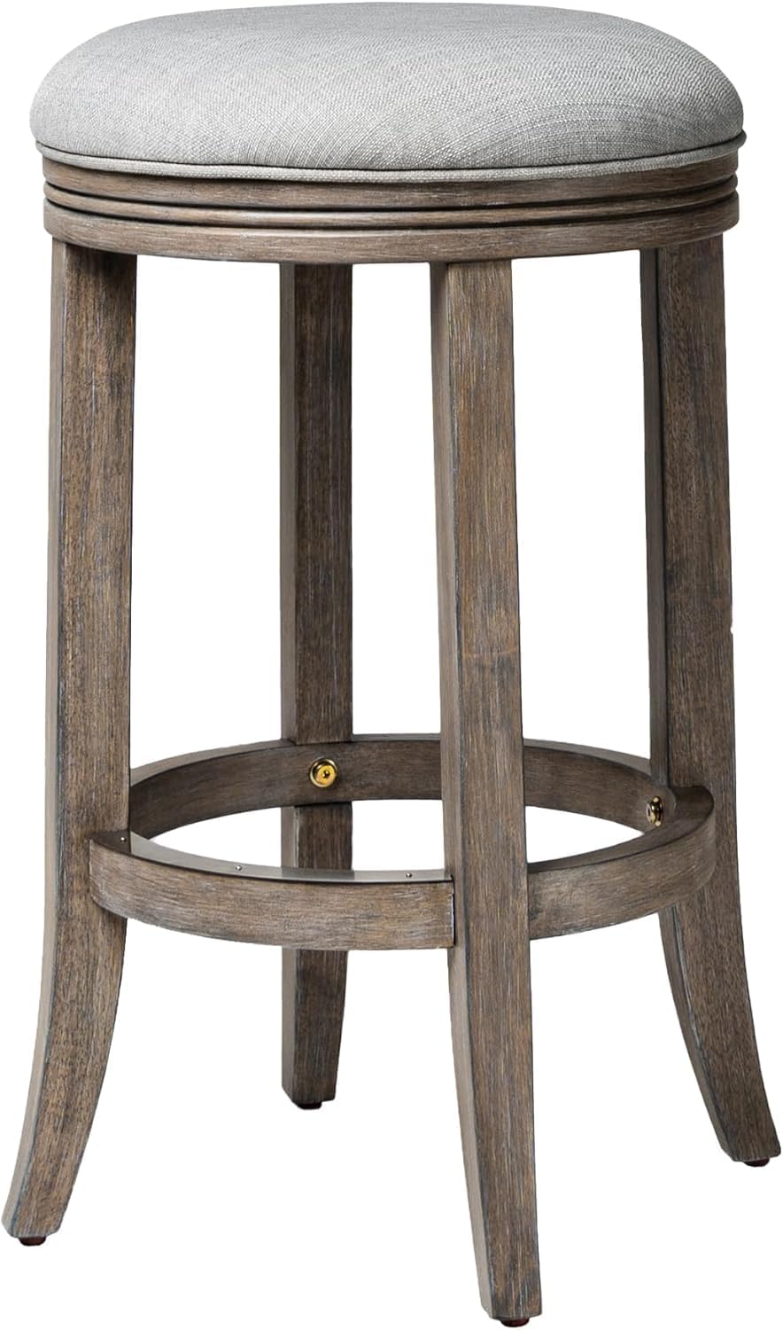 Grey Wood Fabric Swivel Counter Stool