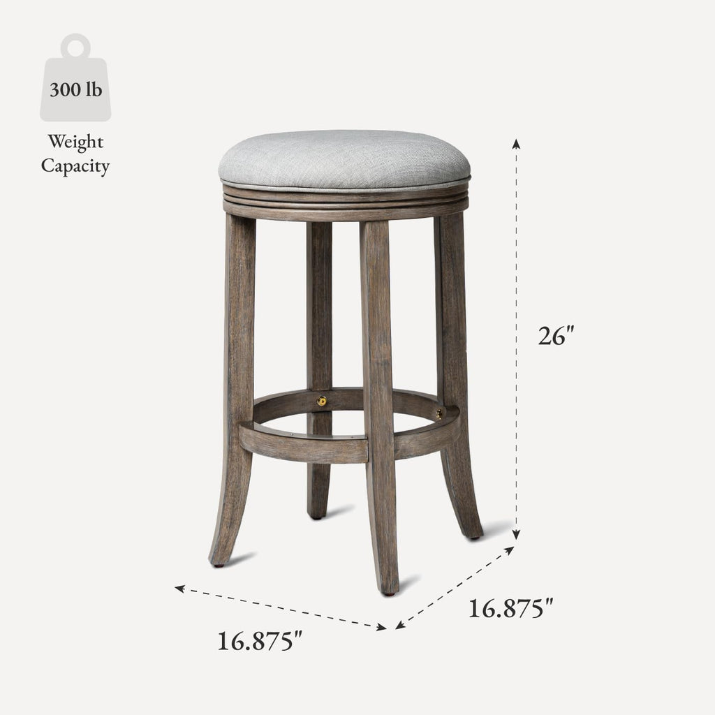 Grey Wood Fabric Swivel Counter Stool