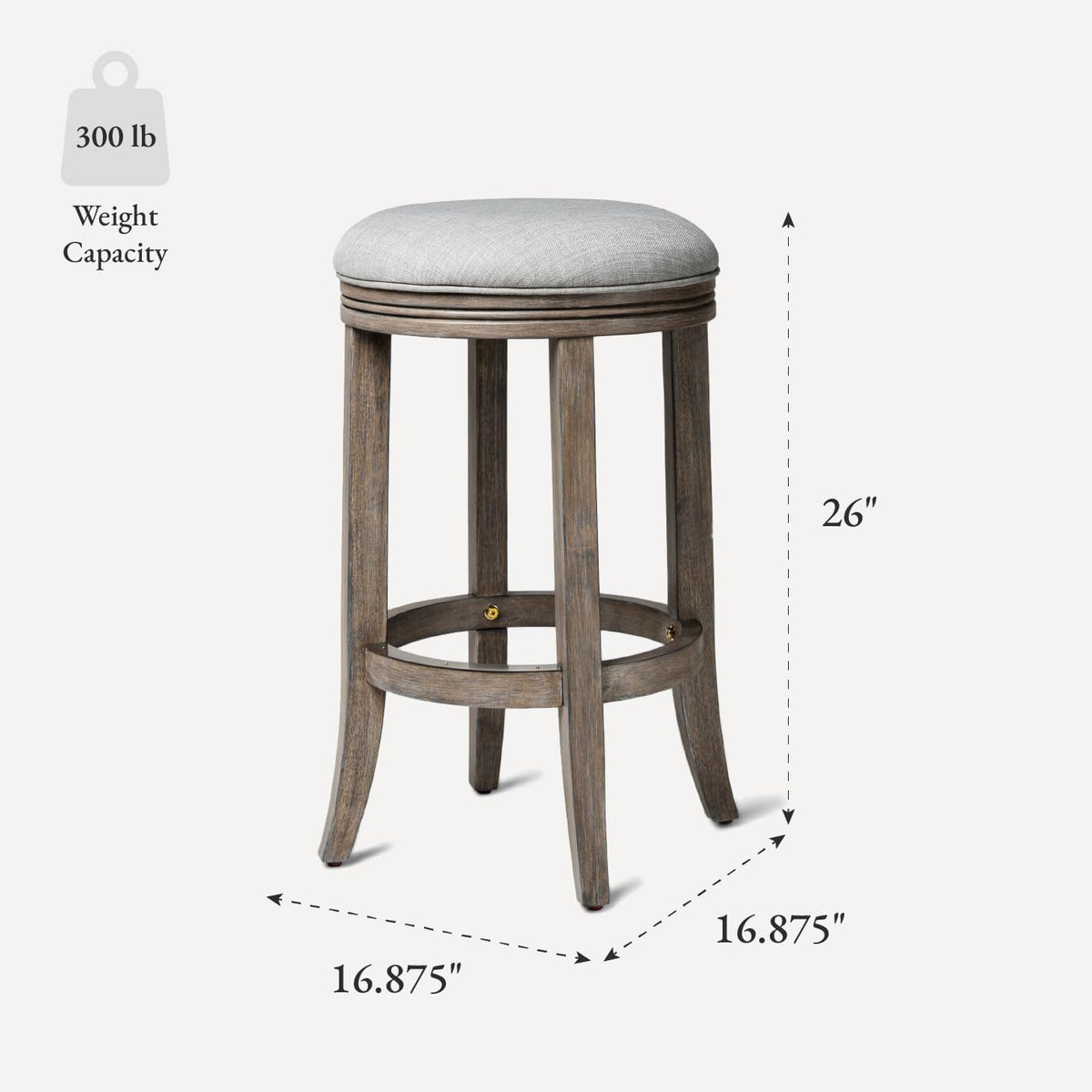 Grey Wood Fabric Swivel Counter Stool