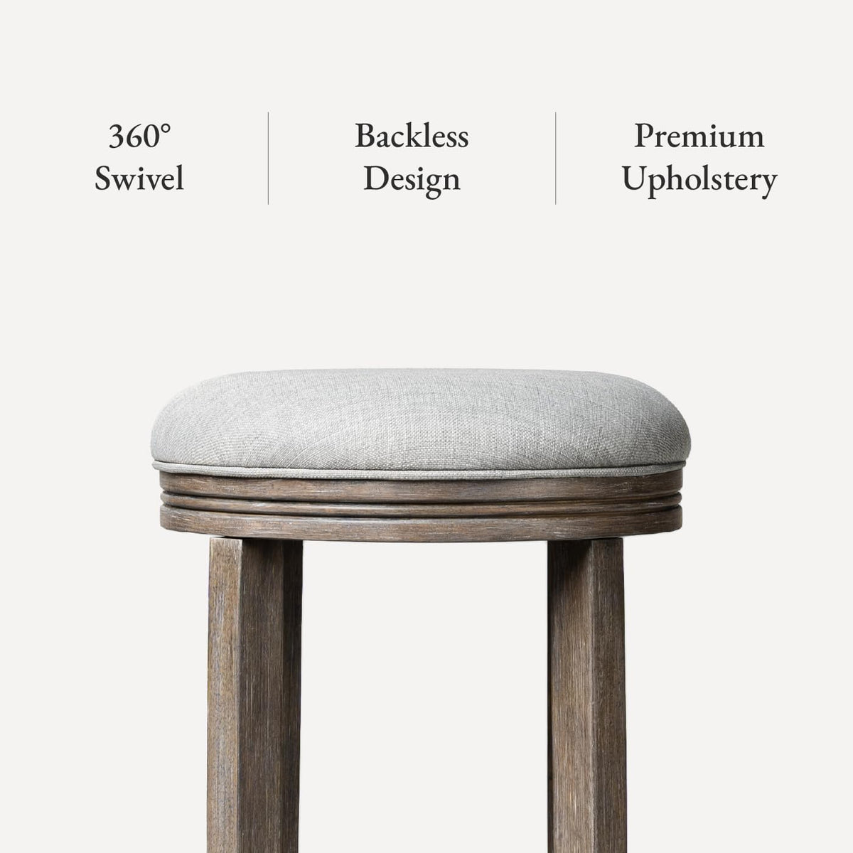 Grey Wood Fabric Swivel Counter Stool