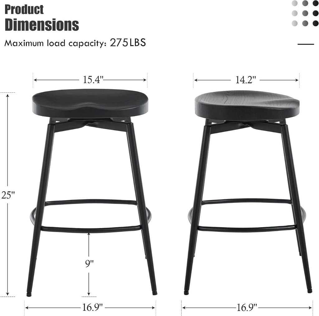 Black Industrial Swivel Saddle Bar Stools Set of 4