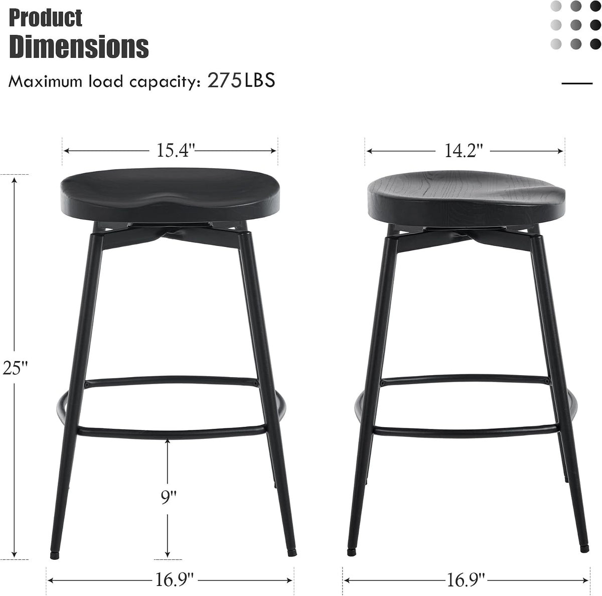 Black Industrial Swivel Saddle Bar Stools Set of 4