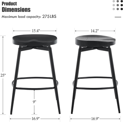 Black Industrial Swivel Saddle Bar Stools Set of 4
