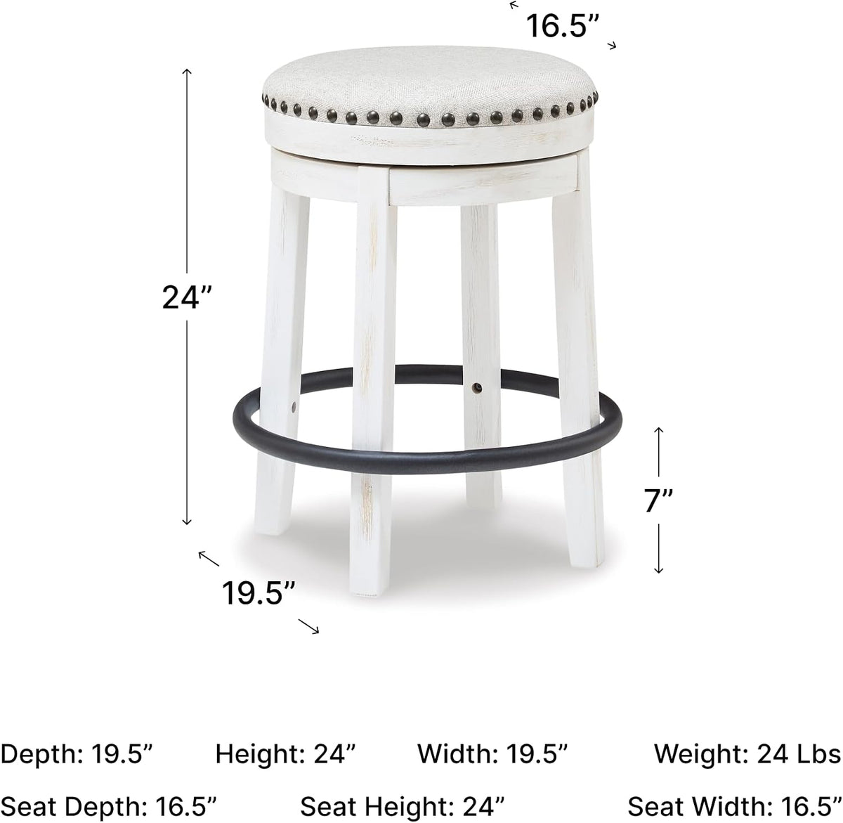 White Black Valebeck Swivel Counter Stool