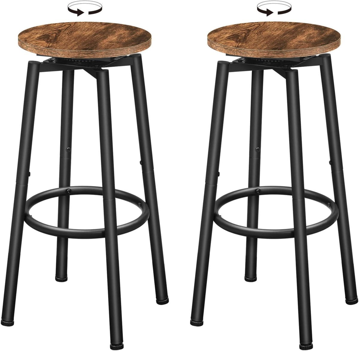 Rustic Brown Swivel Bar Stools Set of 2