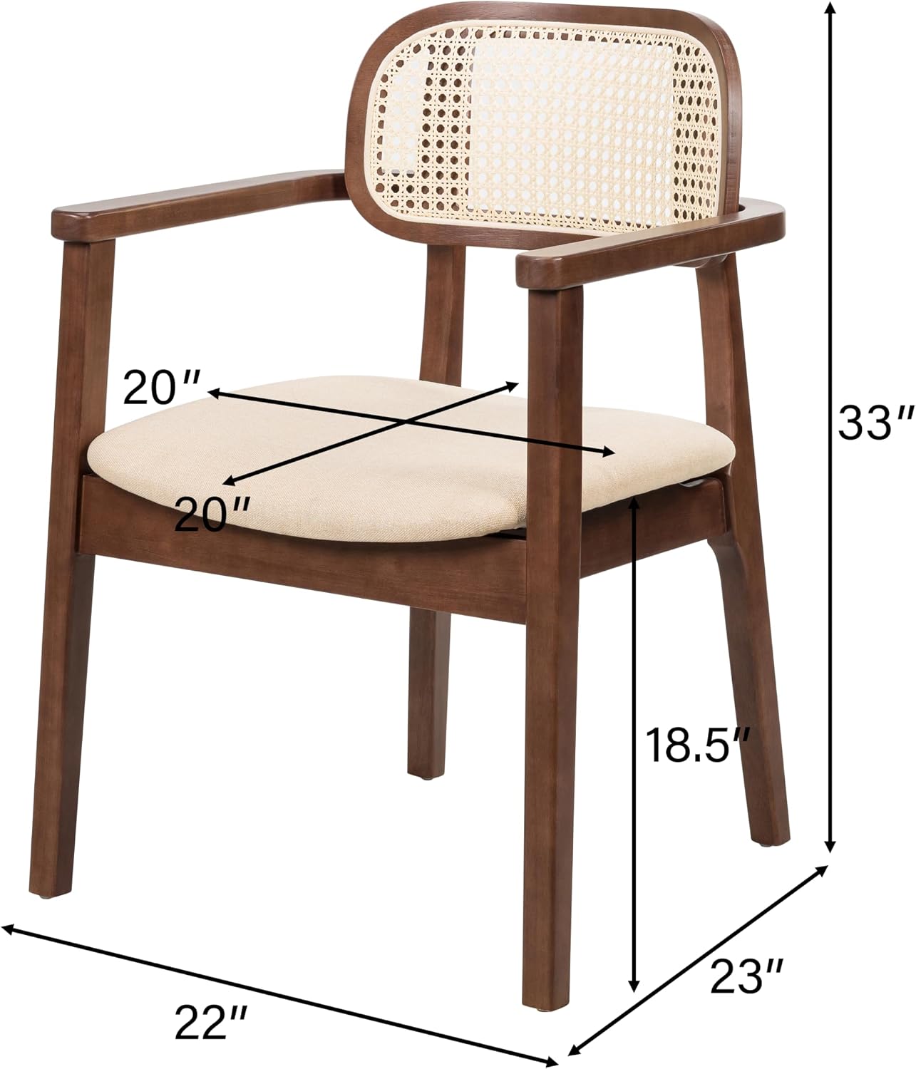Natural Rattan Dining Armchairs Set of 2