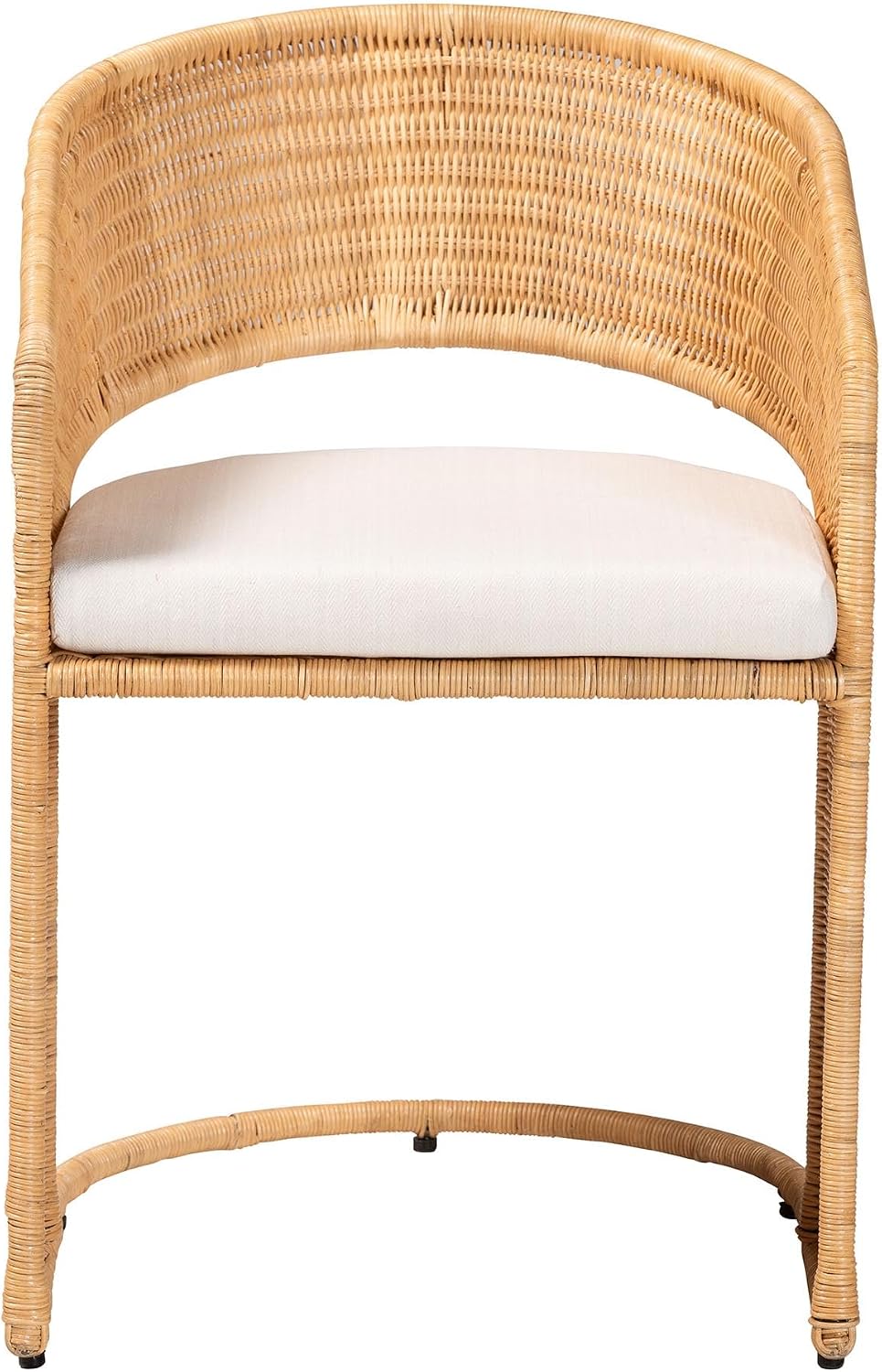 Natural Rattan Cushioned Metal Dining Chair