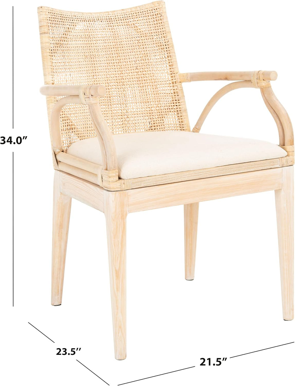 Natural White Wash Rattan Accent Arm Chair