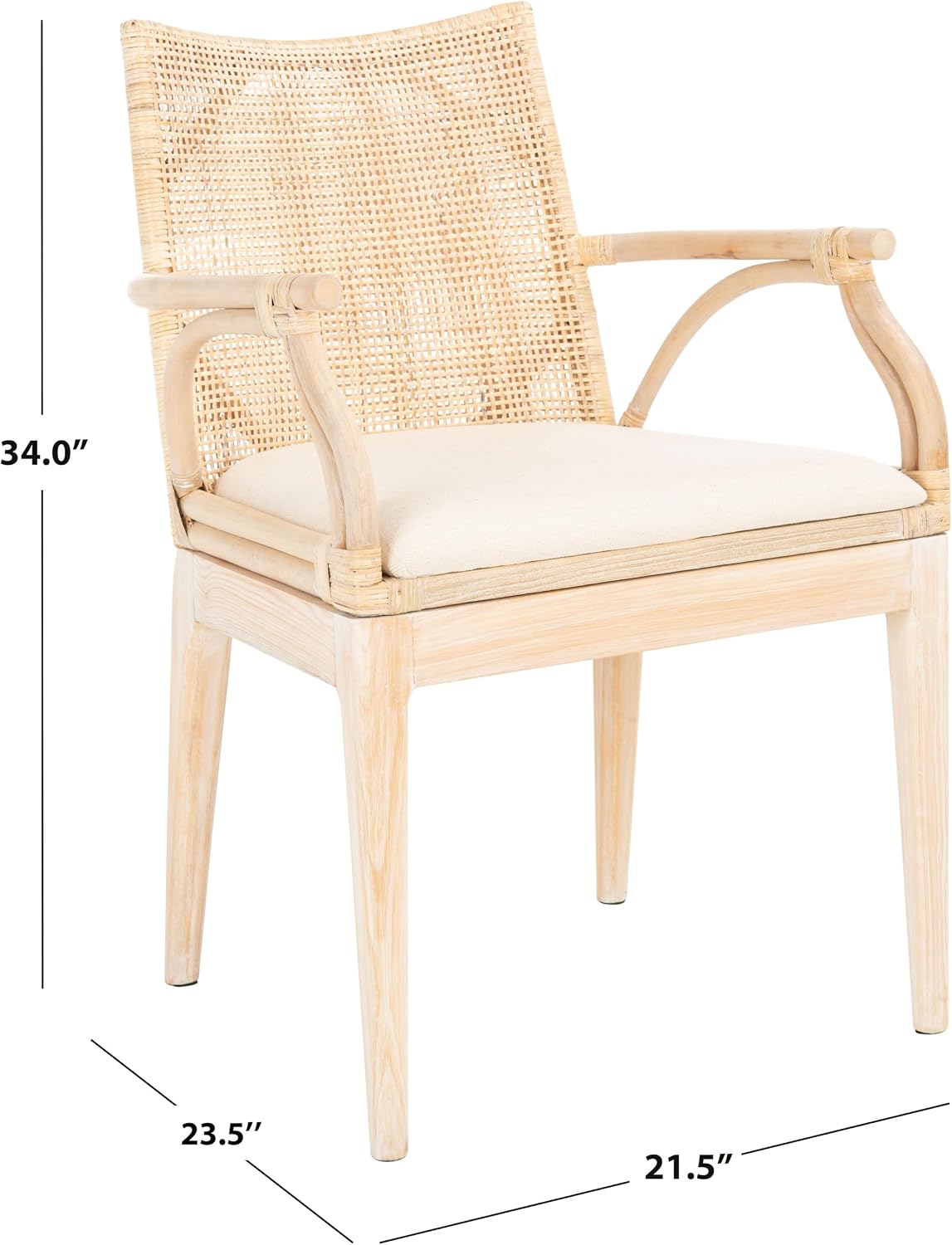 Natural White Wash Rattan Accent Arm Chair