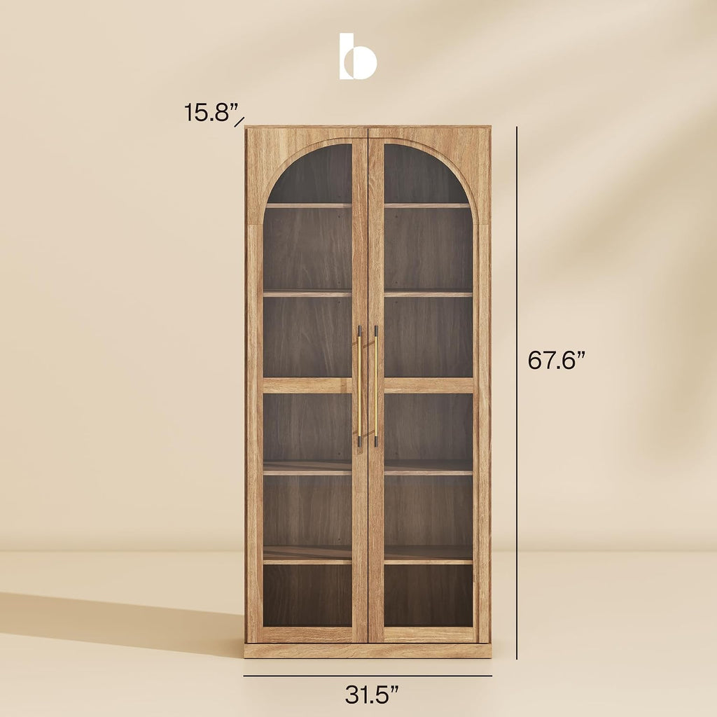 Camel Glass Display Wine Cabinet 67 Inch