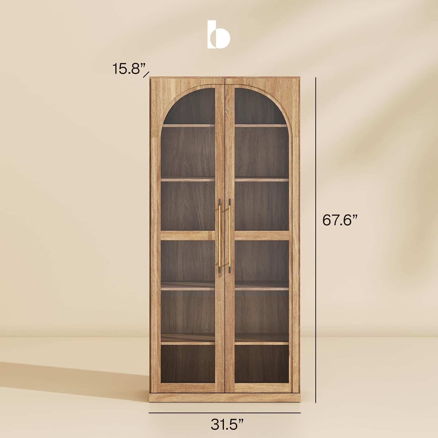Camel Glass Display Wine Cabinet 67 Inch