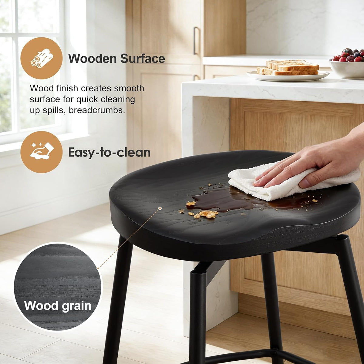Black Industrial Swivel Saddle Bar Stools Set of 4