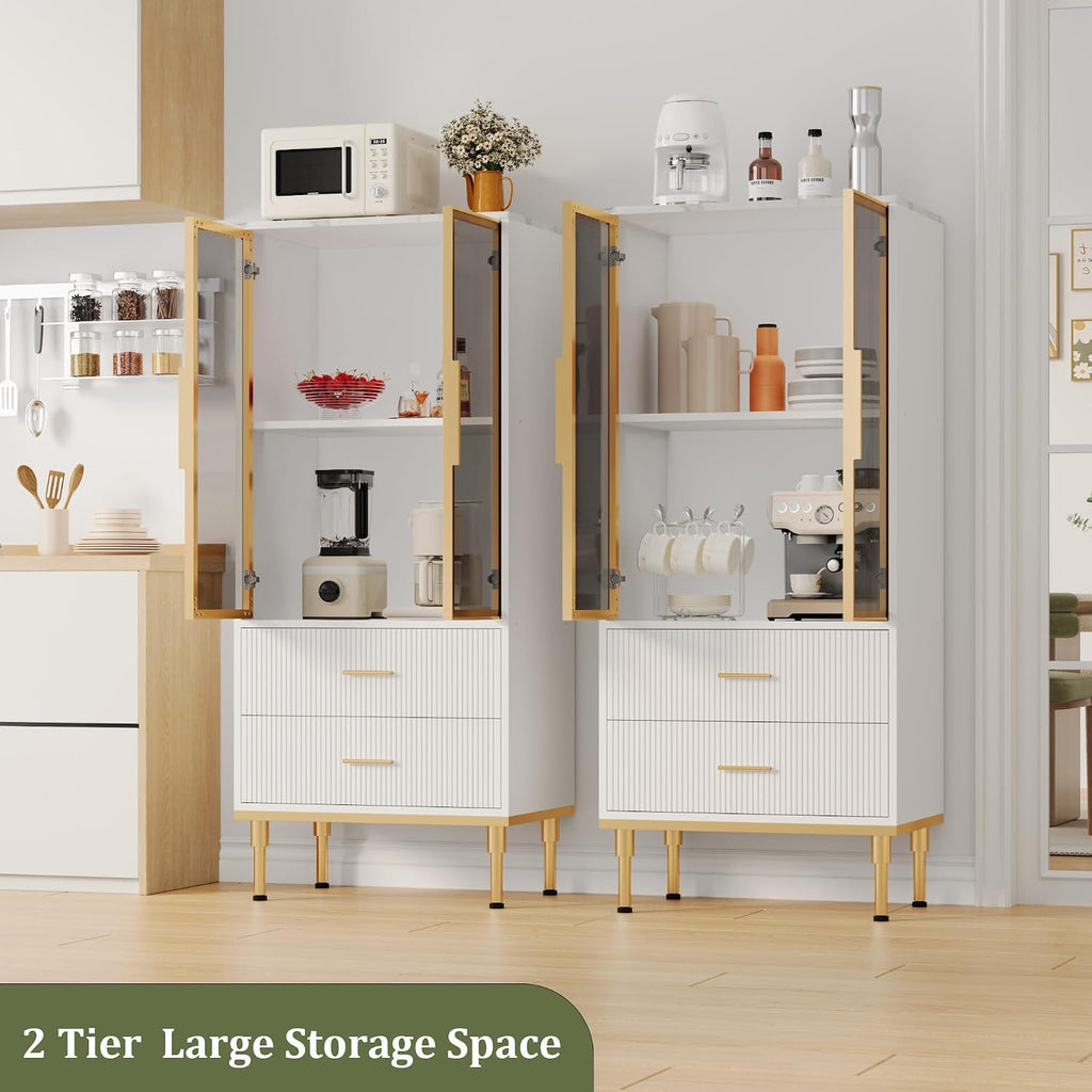 White Glass Door Storage Display Cabinet