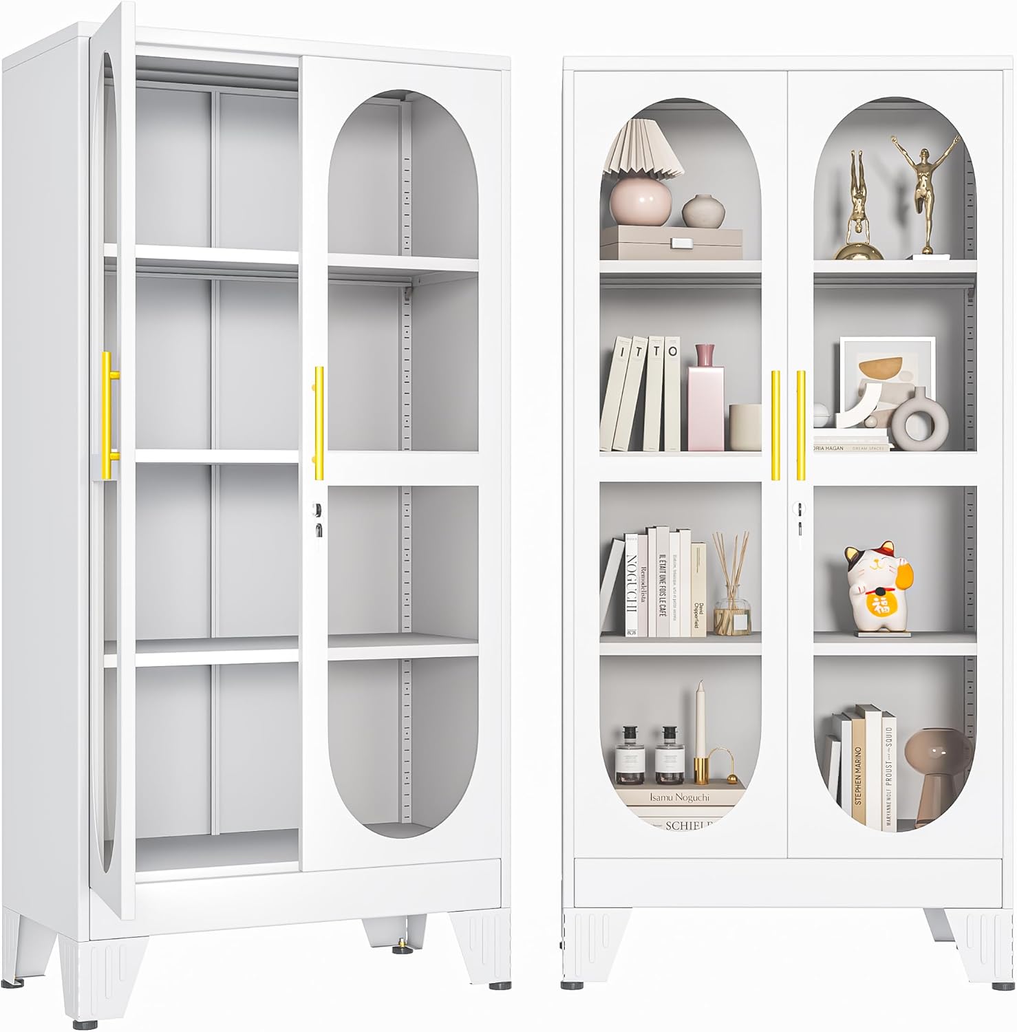 Lockable Metal Glass Display Cabinet 61"