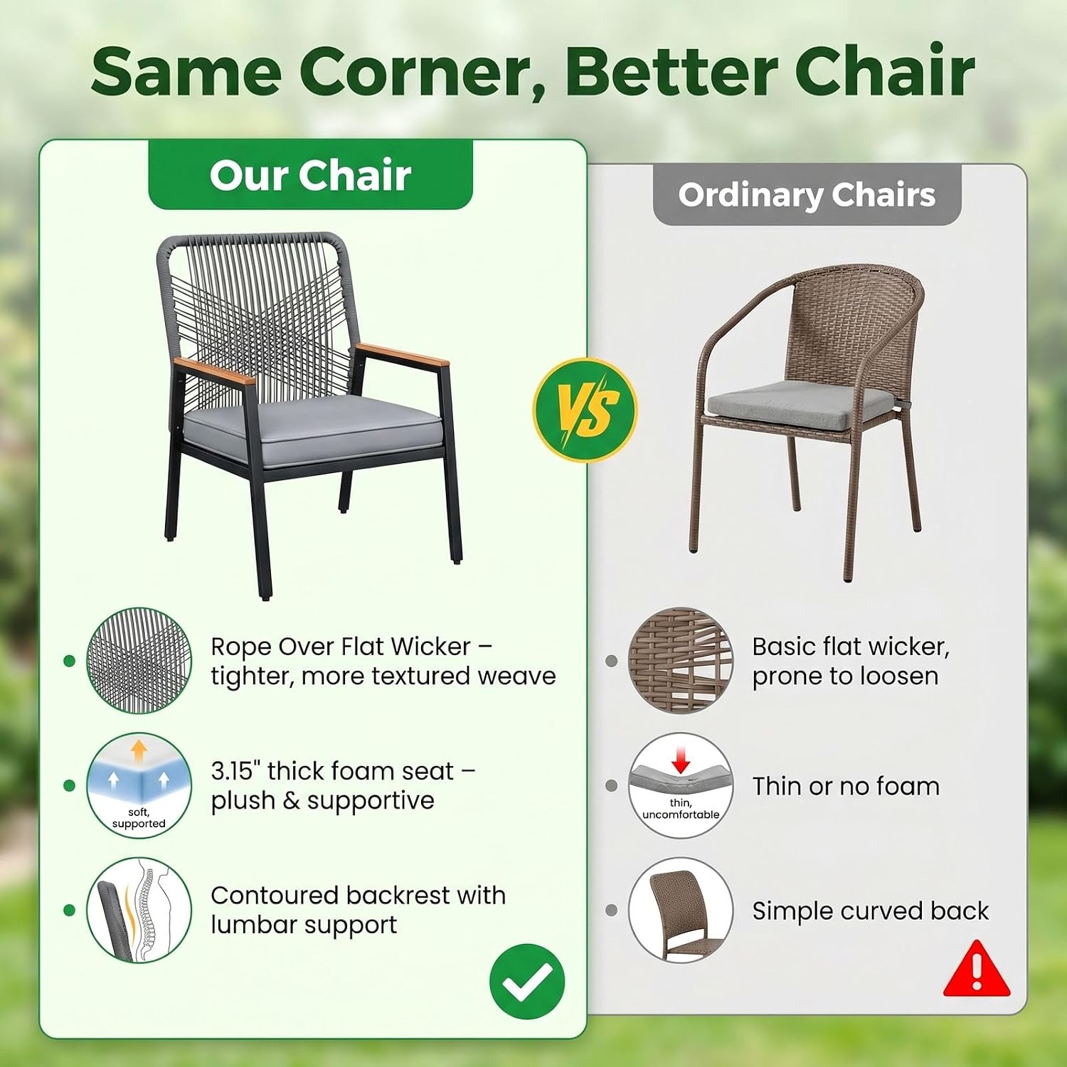 Grey Rattan Patio Armchairs Set of 2