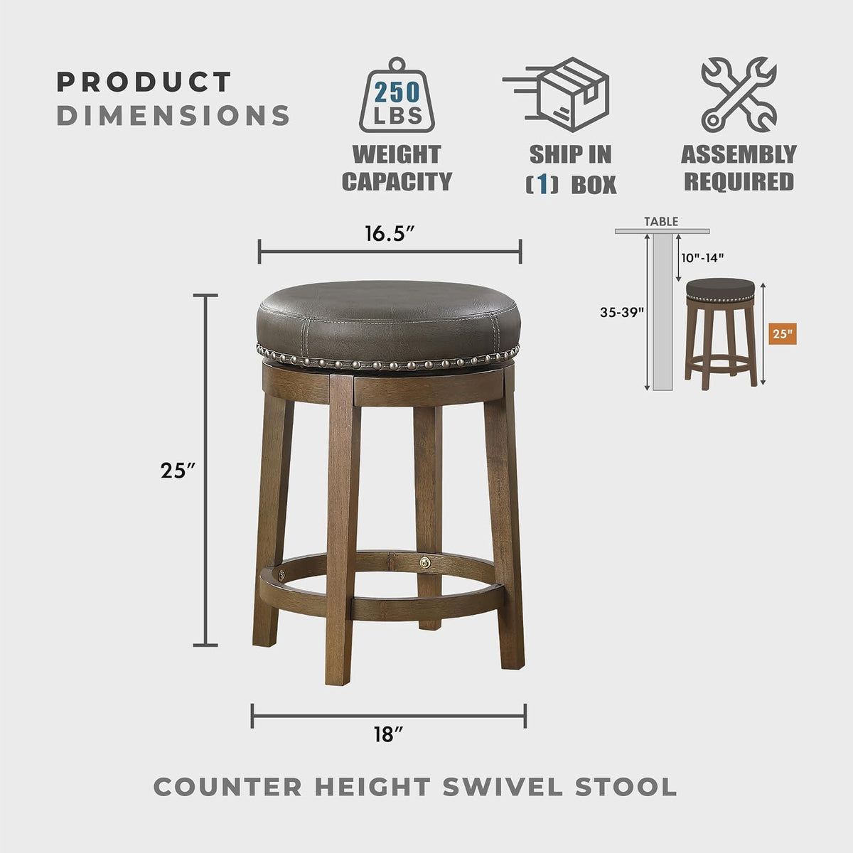 Gray Kenmare Swivel Counter Stools Set of 2