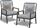 Grey Rattan Patio Armchairs Set of 2