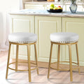 White Gold Faux Leather Swivel Counter Stools Set of 2