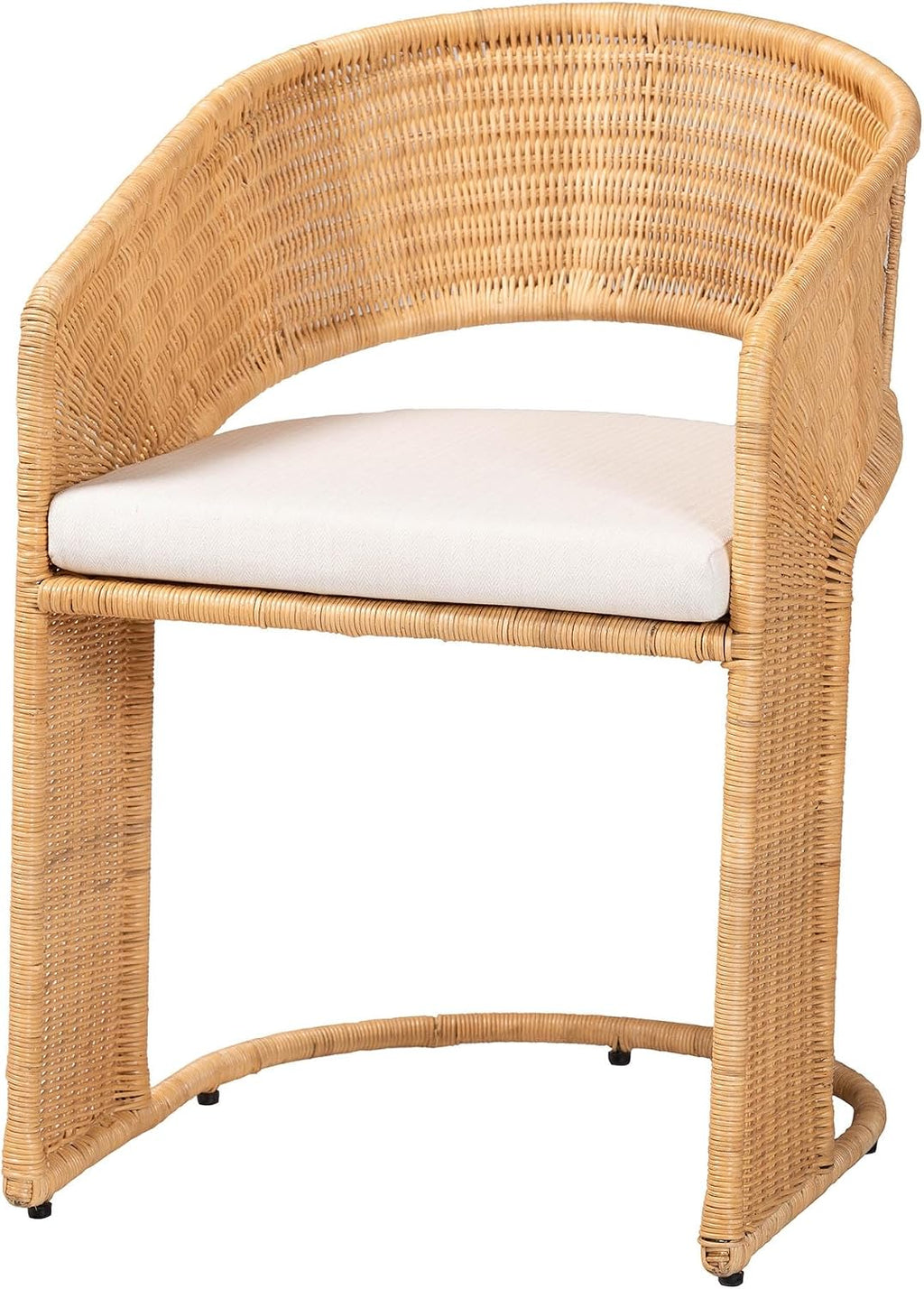Natural Rattan Cushioned Metal Dining Chair