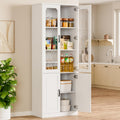 White Tall Glass Door Pantry Display Cabinet