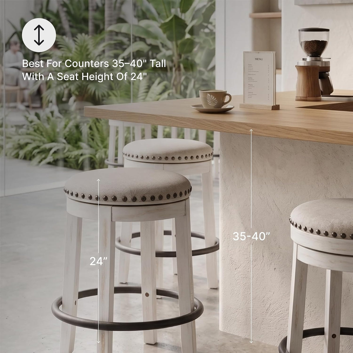 White Black Valebeck Swivel Counter Stool