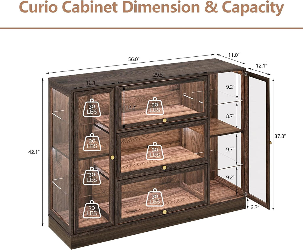 Walnut LED Acrylic Display Cabinet