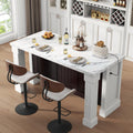 Roman Column Marble Kitchen Island With Charging Station