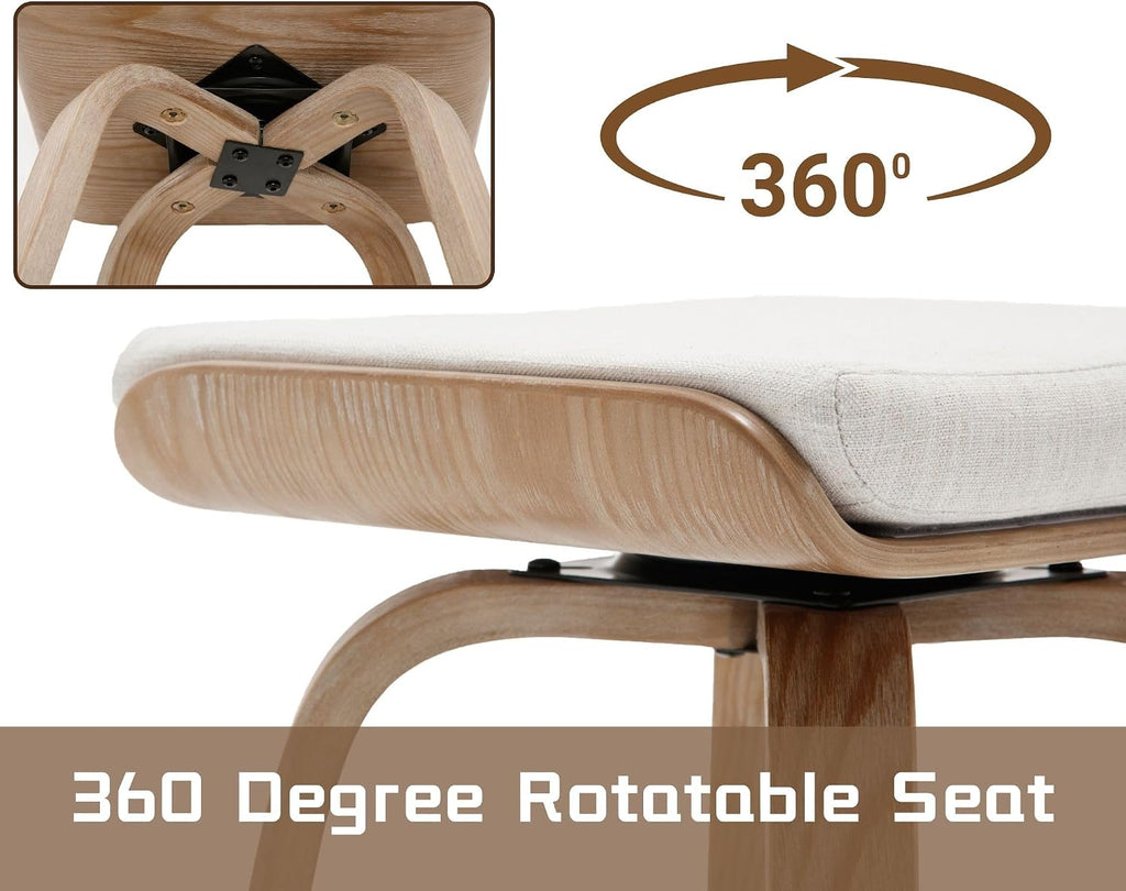 Wooden Saddle Swivel Counter Stools Set of 2