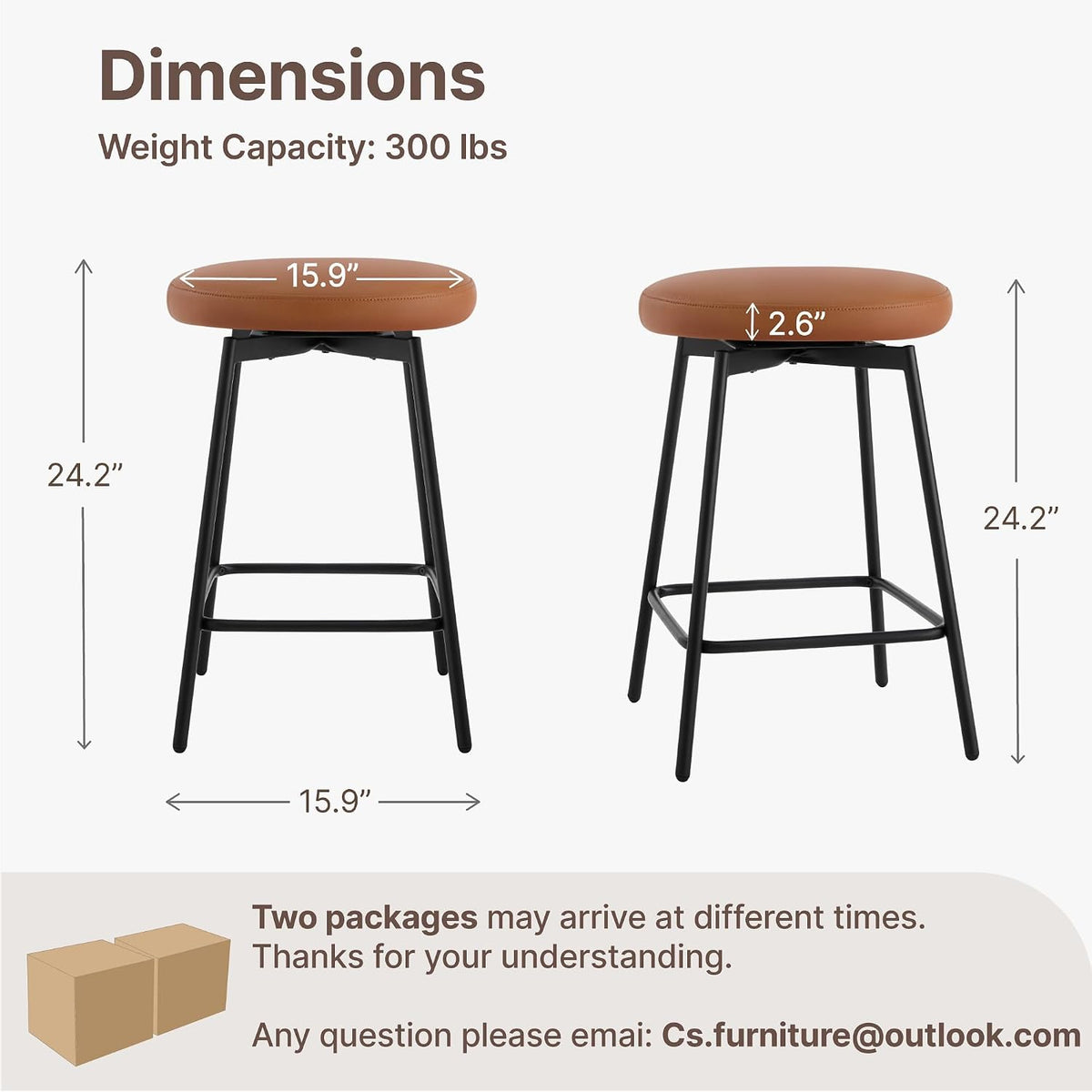 Brown Faux Leather Swivel Counter Stools Set of 4