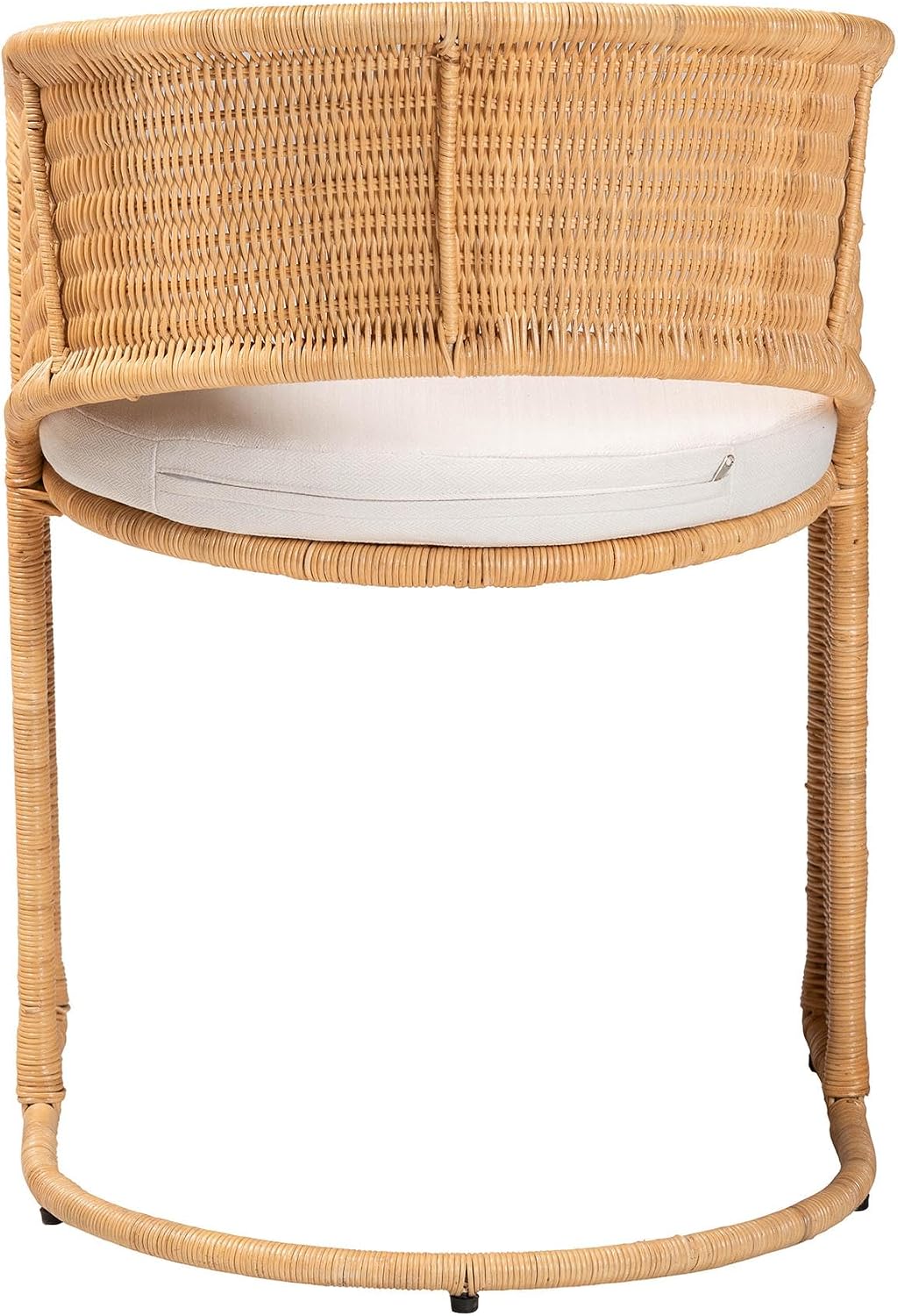 Natural Rattan Cushioned Metal Dining Chair