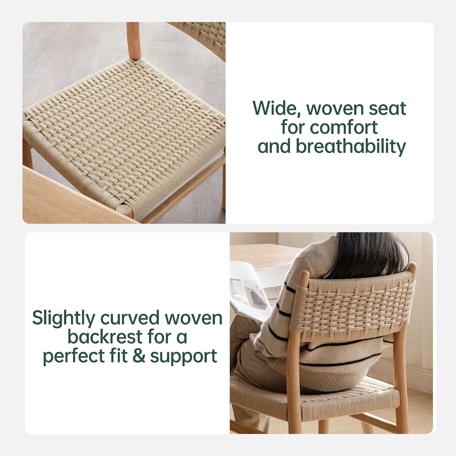 Natural Rattan Dining Chairs Set of 2