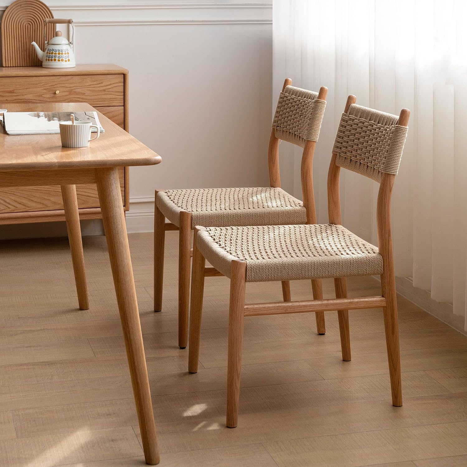 Natural Rattan Dining Chairs Set of 2