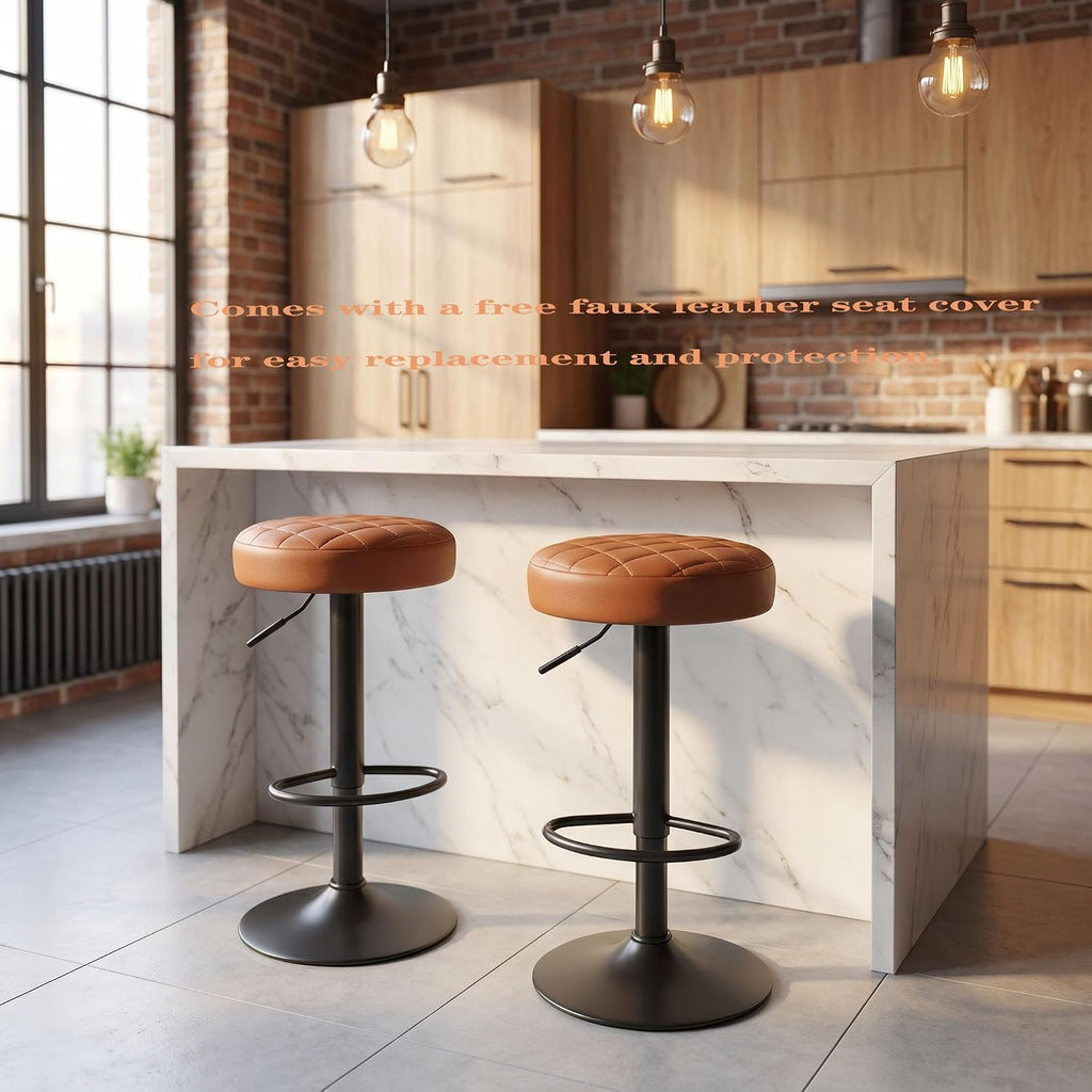 Adjustable Swivel Bamboo Bar Stools Set of 2