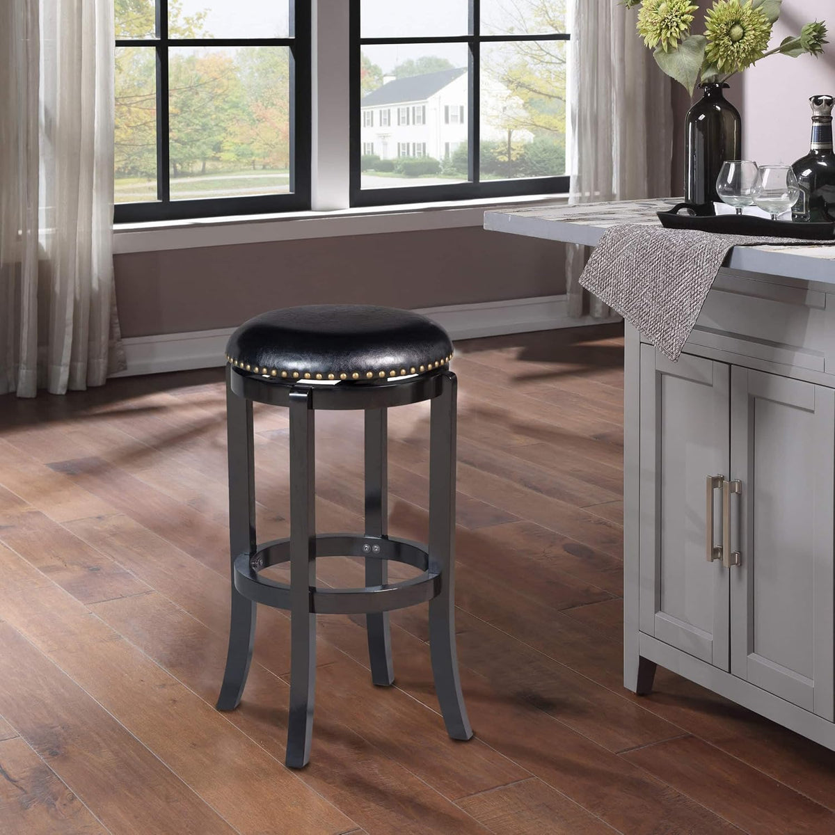Black Cordova Swivel Bar Stool