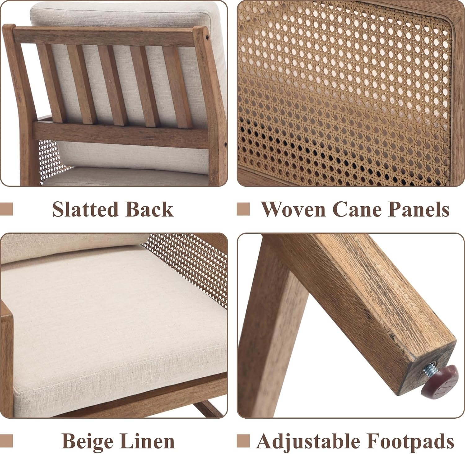 Beige Rattan Mid-Century Accent Chair