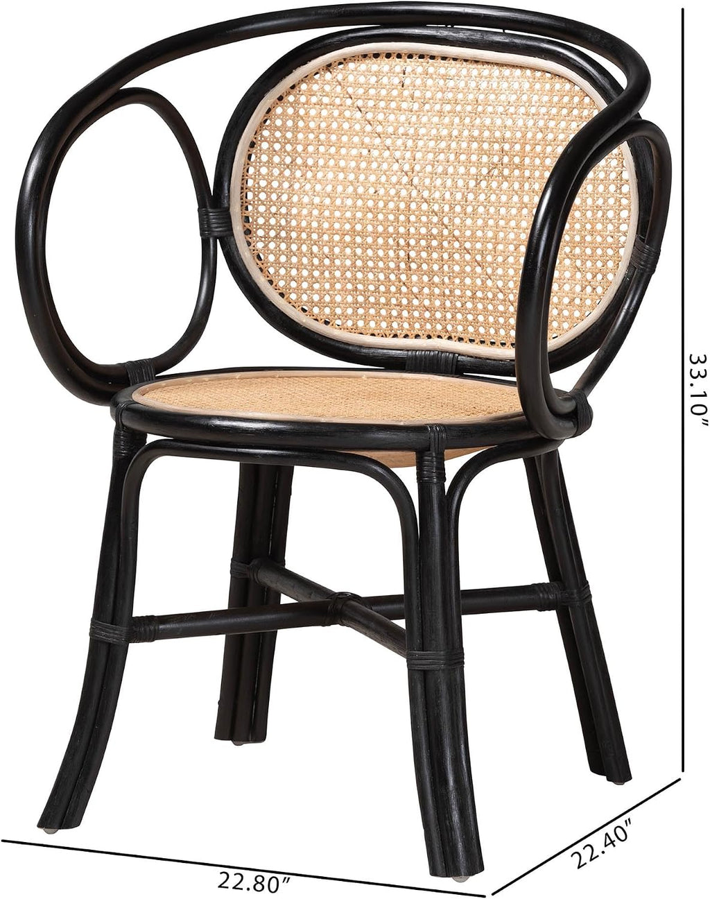 Two-Tone Natural Black Rattan Dining Chair