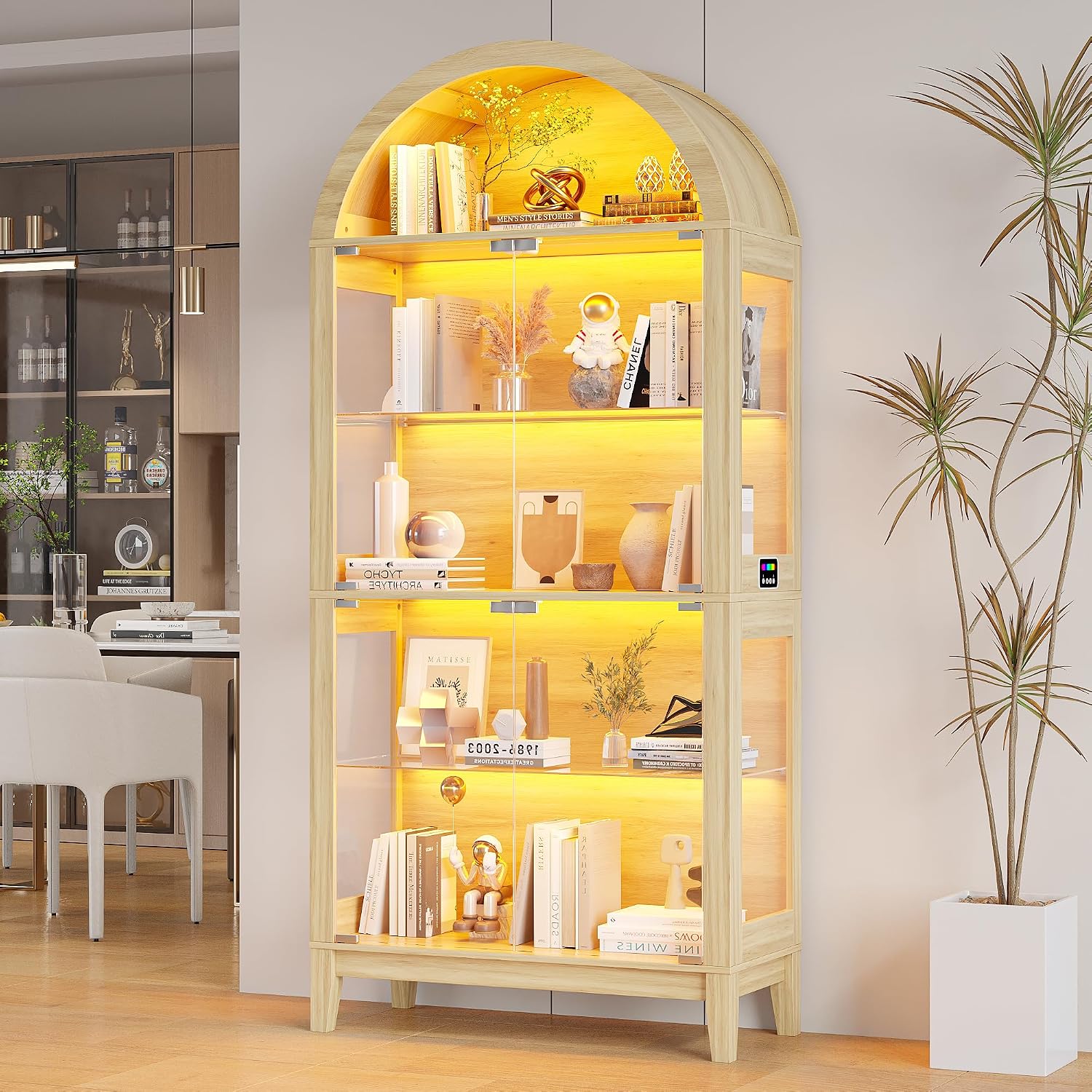 Natural Arched RGB Glass Display Cabinet