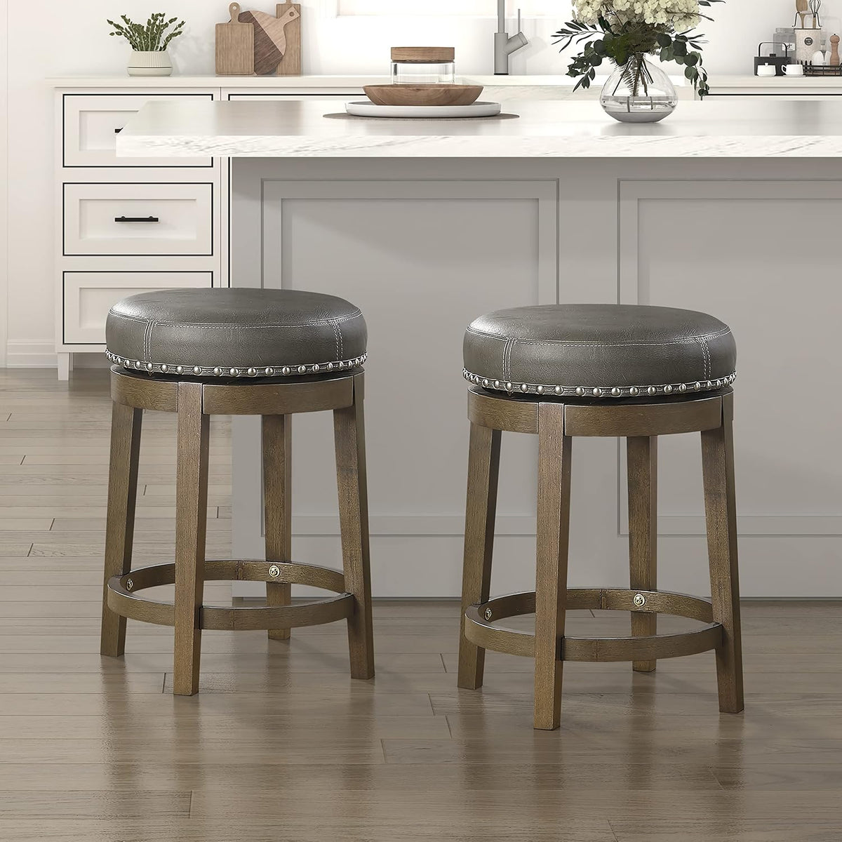 Gray Kenmare Swivel Counter Stools Set of 2