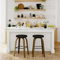 Black Fabric Swivel Counter Stools Set of 2