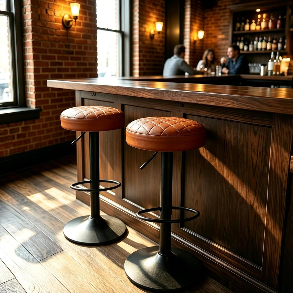 Adjustable Swivel Bamboo Bar Stools Set of 2