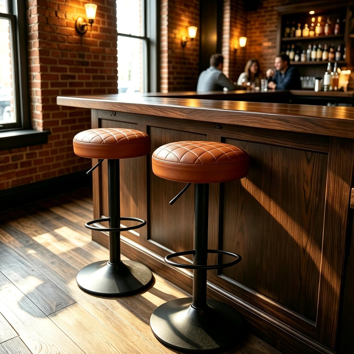 Adjustable Swivel Bamboo Bar Stools Set of 2