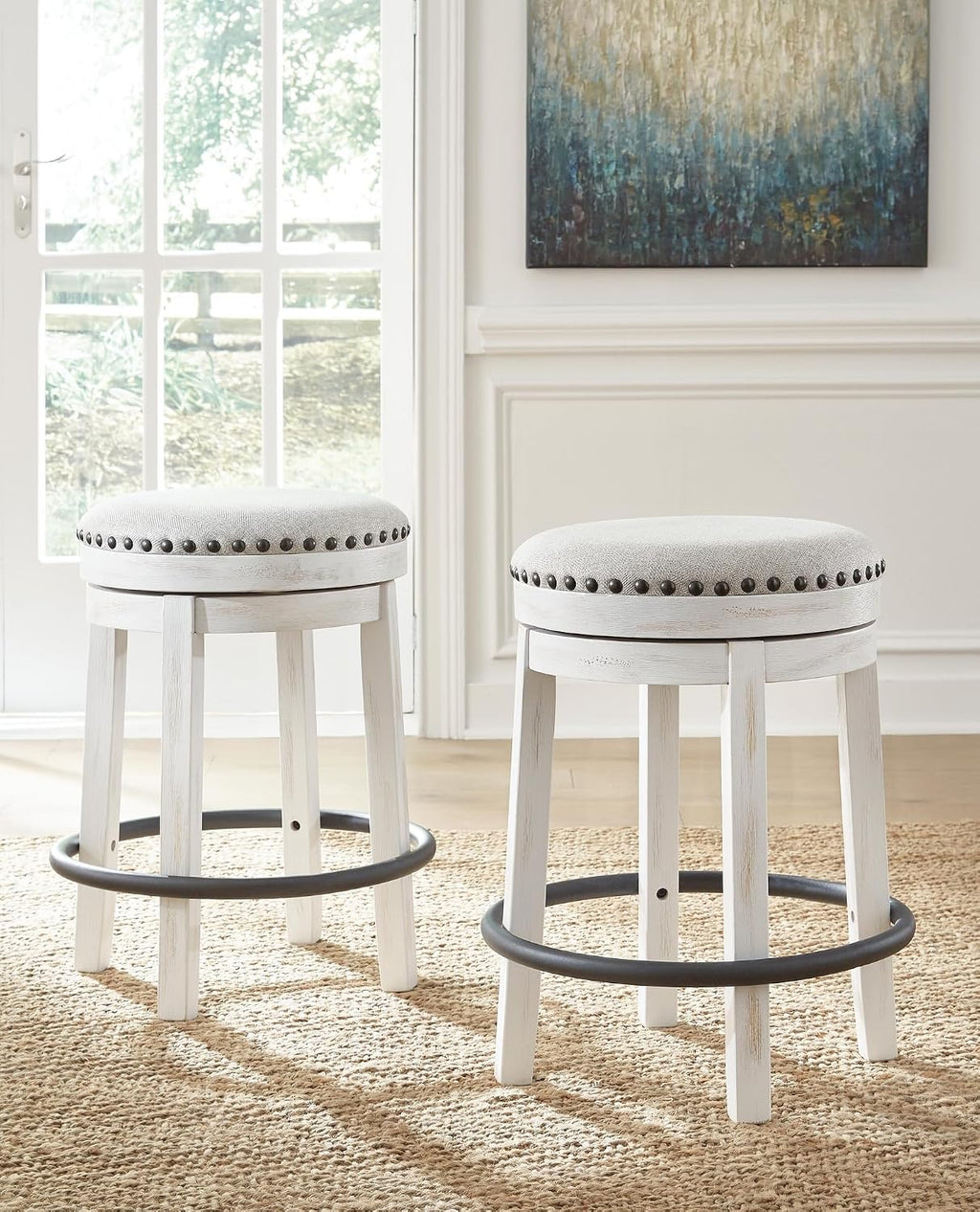 White Black Valebeck Swivel Counter Stool