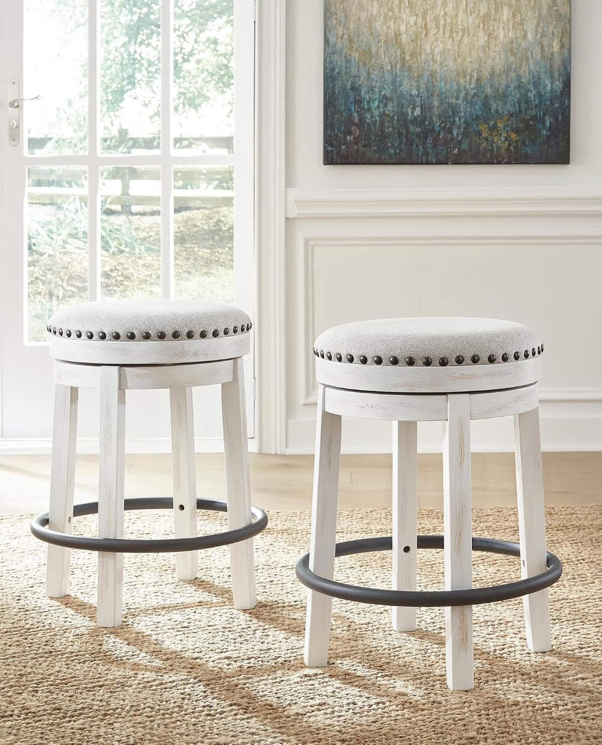 White Black Valebeck Swivel Counter Stool