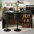 Black Fluted LED Marble Kitchen Island Table For 4