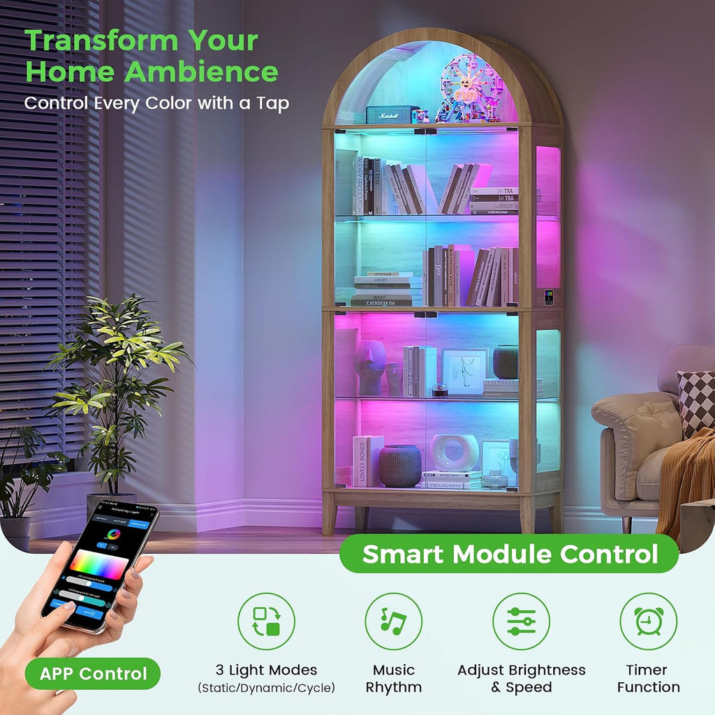 Natural Arched RGB Glass Display Cabinet
