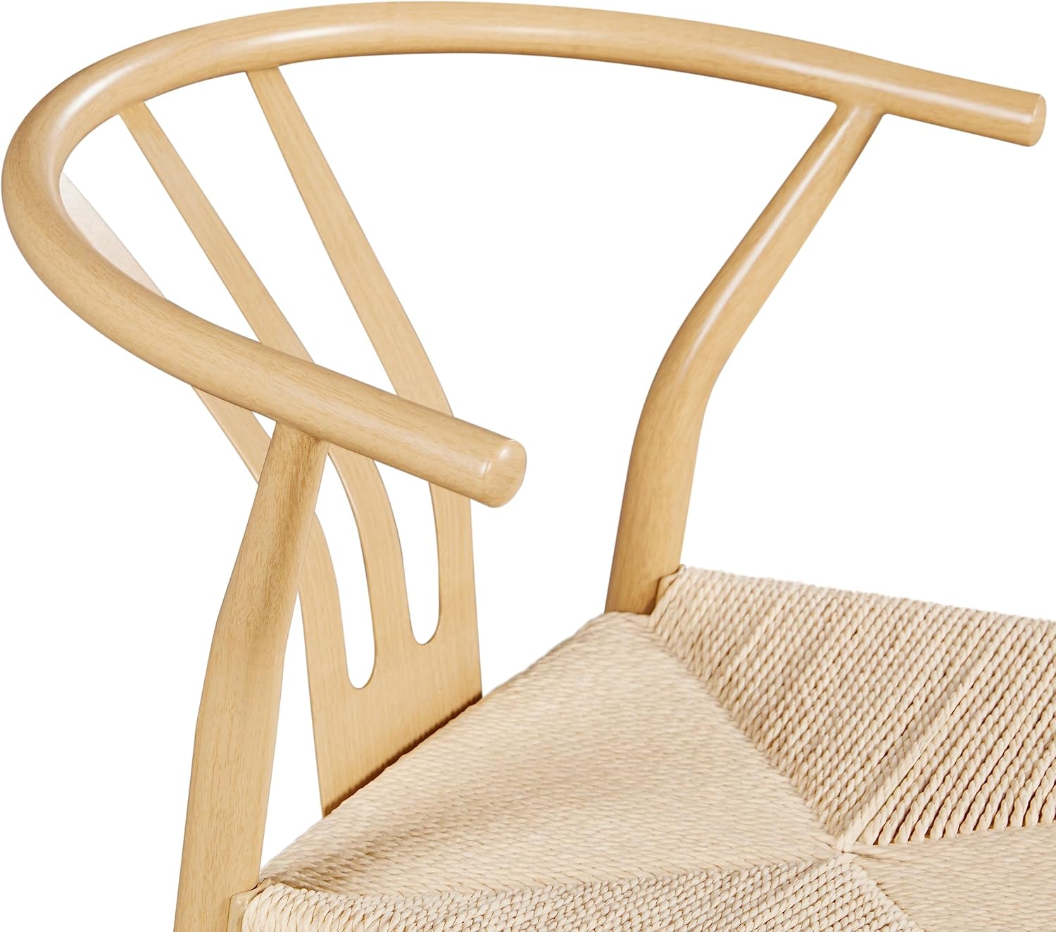 Wood Rattan Weave Dining Armchairs Set of 2