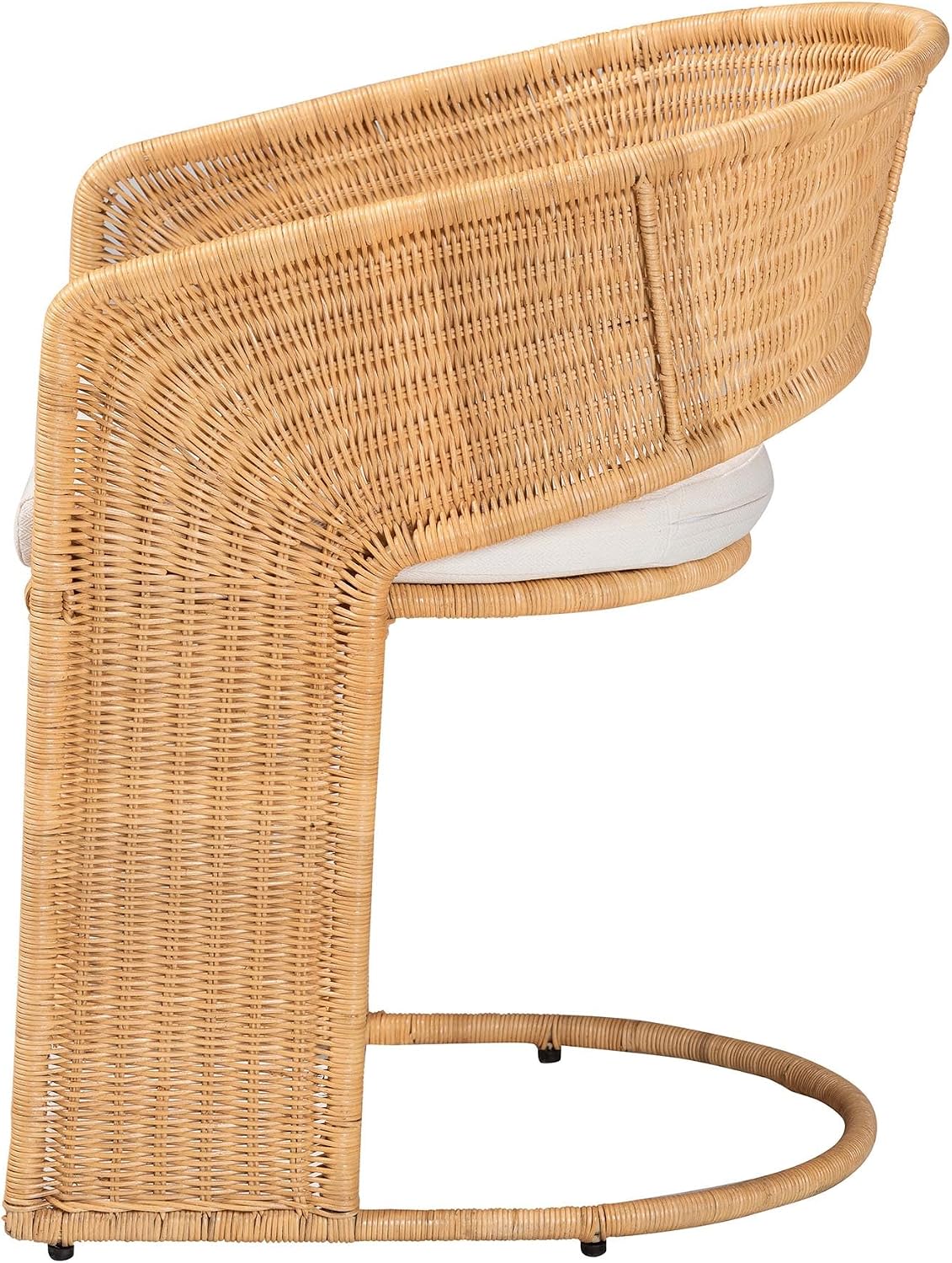 Natural Rattan Cushioned Metal Dining Chair